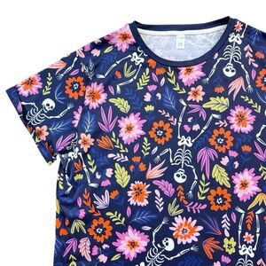 NWT Pixie Lady Floral Skeleton Graphic T-Shirt